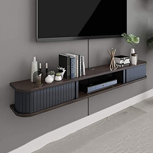 Floating TV Stand Cabinet Wall Hanging Console Grey for Living Room - Entertainment Gaming Shelving Unit Shelf Board Rack TV Component Shelf Wall Mounted