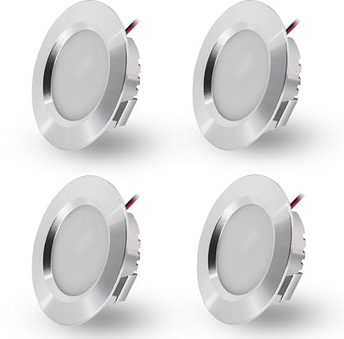 Faretti Led da Incasso per Cartongesso,4 Pezzi, 3W Faretti Led Soffitto, IP44 AC 220-230V Faretto LED Interno Alluminio Ultrasottili 15mm Per Luci Cucina Bagno Camper (Argento Bianco Freddo 6000k)