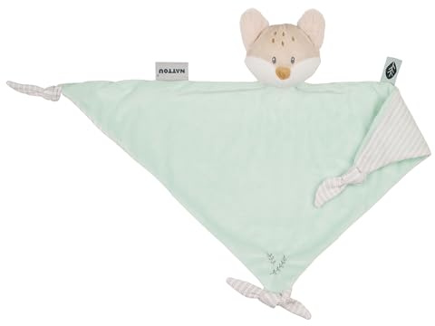 Nattou Großes Schnuffeltuch aus Polyester, Fuchs, Wegbegleiter ab der Geburt, Ca. 62 cm, Flo, Oli & Ernest, Flo Mintgrün