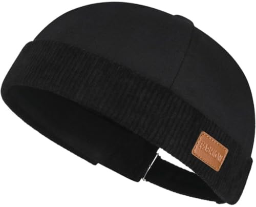 Vobumix Docker keps för män Brim Mössor Justerbar keps unisex manchester dockermössa mode stil rullad manschett sjömanskeps retromössa