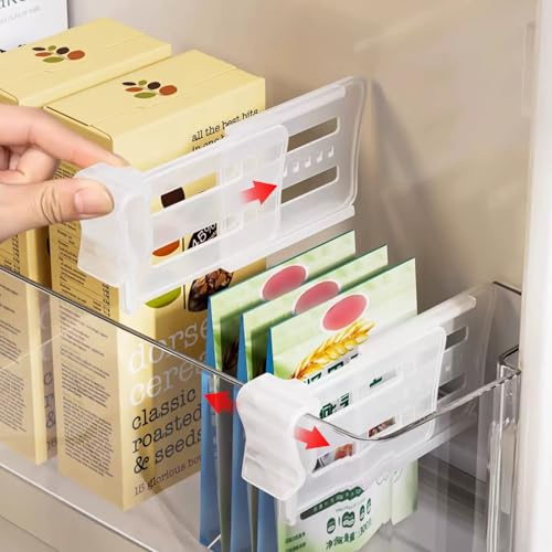 REMMUSSS 8 Pezzi Separatore Frigorifero, Ferma Bottiglie per Frigorifero Divisori, RegolabiliFrigorifero Porta Laterale Divisorio, Separatori per la Casa Cucina Cassetto (Trasparente)