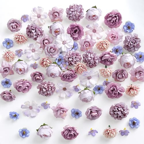 100 Stück Kunstblumen zum Basteln, 9 Typen Klein Künstliche Blumenköpfe | ASTNIC Künstliche Blumen zum Bastelset Blumenköpfe, Mini Seidenblumen Deko Fake Blumen für DIY Crafts Hochzeit Tortendeko
