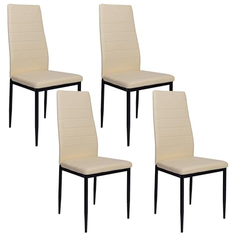 Krok Wood Oskar, Esszimmerstuhl Wohnzimmerstuhl Bürostuhl, Metallbeine (Beige, 4-er Set)