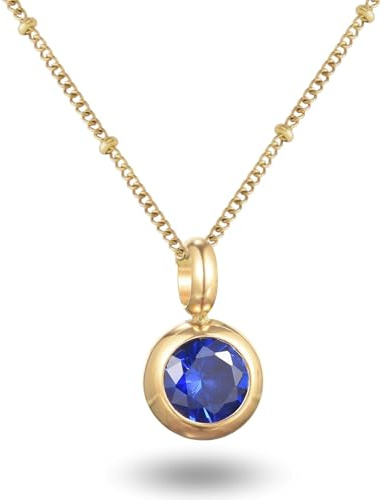 PERSONOVA Geburtsstein Kette rund abnehmbar 12 Monatssteine mit Bedeutung 18K vergoldete Halskette Damen in Gold Roségold Weißgold Geschenk für Frauen Mädchen nickelfrei wasserfest