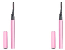 Juego de 2 rizadores de pestañas eléctricos para mujer con indicador rosa claro