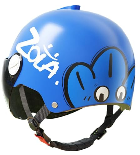 Motorrad-Halbhelm Für Kinder, Niedliche Muster, ECE 22.06 Zertifiziert Offener Motorradhelm Für Kinder Von 3-12 Jahren, Jungen Und Mädchen, Jethelm Mit Visier B,45-55cm