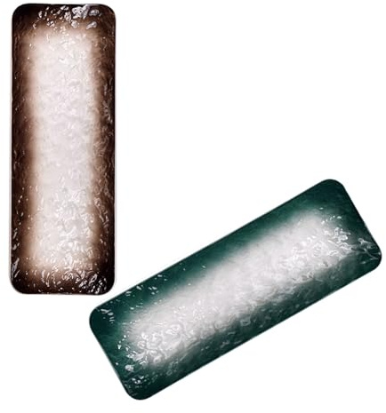 JOINPAYA Platos de Sushi Estilo Japonés de Cerámica 10 Pulgadas, Set de 2 Piezas (1 Verde Oscuro 1 Marrón), Bandejas para Servir Comida y Aperitivos en Restaurantes y Hogar