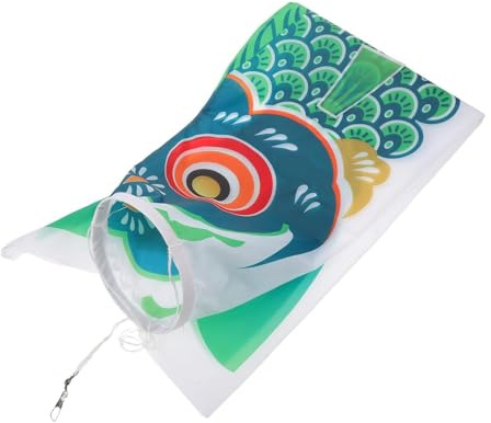 Beavorty Bandiera da Giardino Giapponese a Forma di Pesce Carpa 100 Cm Verde, Manica a Vento Resistente per Esterni, Decorazione Tradizionale per Feste e Spazi All’aperto