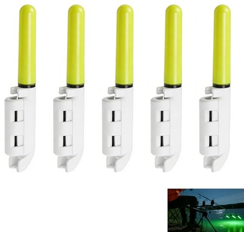 5 Stück Angel Alarmglocke, Nachtangeln LED Lichter mit Hoher Sichtbarkeit für Nachtangeln Wasserdicht, Rutenspitzen Licht für Meeres und Flussangeln, Kompatibel mit Verschiedenen Angelruten