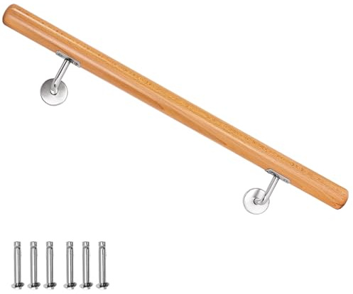 Barandilla de madera de haya Barandilla de escalera Barandilla para escalera Pasamanos de pared V2Aox | 70 cm, montaje lateral, con soportes y material de montaje