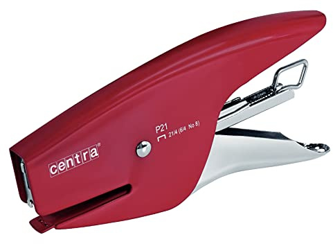 Esselte Centra Cucitrice a Pinza P21, Capacità 15 fogli, Profondità cucitura 40 mm, Caricamento posteriore, Compatibile con Punti 21/4 (n.8), Rosso, 626153