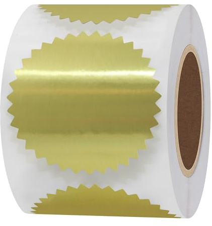 Hybsk Autocollants de gaufrage pour certificats, récompenses, récompenses, gaufrage - Or vif - 5,1 cm