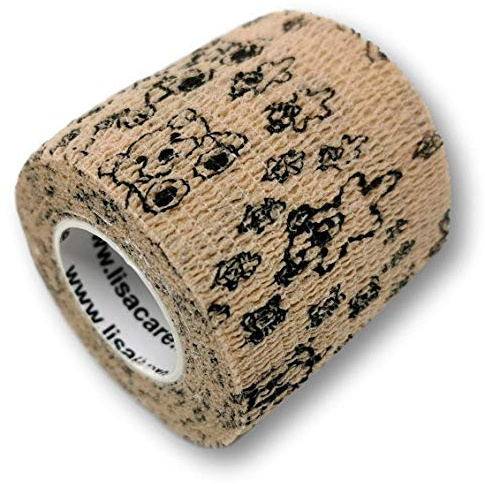 LisaCare Handgelenk Bandagen Kinder - 12 Rollen 5cm breit - Teddy Motiv | selbsthaftend, elastisch für Kinder - Riesige Farb- & Motivauswahl - Bandagen zum Trösten (Teddy) - Kohäsive Bandage