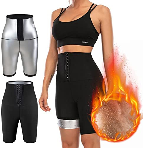 Pantalon de Sudation Femmes, Legging de Sport à Taille Haute Noir Shorts pour Accélérer Transpiration, Lifting des Fesses, Obtenir Ventre Plat Anti Cellulite pour Minceur Fitness Jogging Yoga