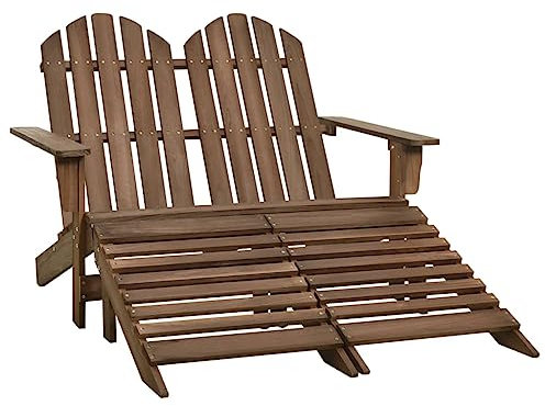 vidaXL Tannenholz Adirondack Gartenbank 2-Sitzer mit Fußstütze Deckchair Liegestuhl Gartenstuhl Stuhl Sonnenliege Parkbank Sitzbank Braun