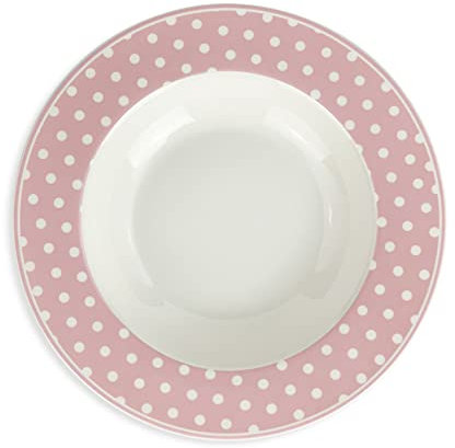 Nada Home Lot de 6 assiettes creuses Isabelle Rose à pois Shabby Chic en porcelaine 5097