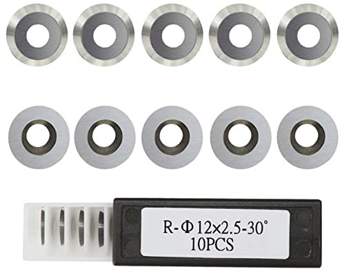 10 Stück Rund Hartmetall Wendeschneidplatten für Drehmeißel, Wendeplatten Hartmetall Drehmeissel CNC Hartmetall Einsatzschneider für Holz Drechselwerkzeug mit M4 Schrauben,Hartmetalleinsätze
