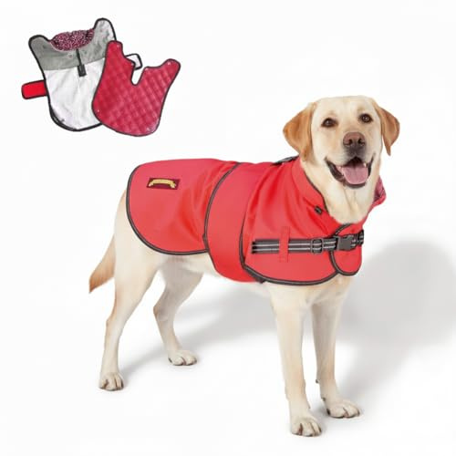 TAIL BLAZERS 2-in-1 Waterproof Dog Coat Raincoat (XL/Red)