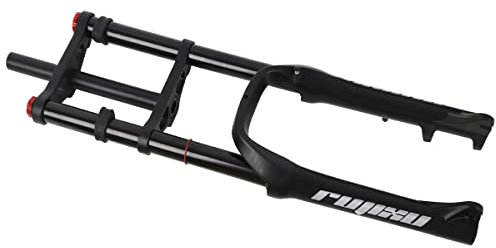LHHL 20 Zoll Mountainbike Luftfedergabel Federweg 120mm MTB Magnesiumlegierung Federgabel Dämpfungseinstellung QR Schnee Strand Fahrradgabel Gerades Rohr (Color : Black, Size : 20 inch)
