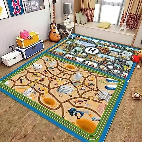 UE-MAOLU Kinder Auto Teppich, Pädagogischer Lernbereich Kinder Spielteppich, Eltern-Kind Interaktions Spielteppich, Für Spielzimmer Schlafzimmer(80 * 160CM) (Color : D, Size : 80 * 160CM)