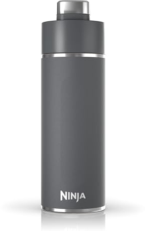 Ninja DW2401GY Thirsti 24oz Travel Water Bottle, For Carbonated Sparkling Drinks, Colder and Fizzier Longer, Leak Proof, 24 Hrs Cold, Dishwasher Safe, Stainless Steel Insulated Tumbler, Charcoal Gray