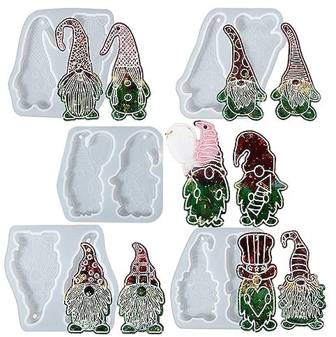 JS MOLD Weihnachten Resin Silikonform Epoxidharz Formen, DIY Silikon Weihnachten Charms Anhänger Gießform Resin Formen, Weihnachtsmann Harz Formen für Schlüsselanhänger, Hängende Anhänger