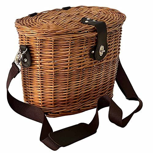 okAffareFatto di Zimbardi Costanza - Rustikaler Pilzkorb mit Metallverschluss, Oval, Tragbar, Universal, Weide, 41 x 27 x H 31 cm