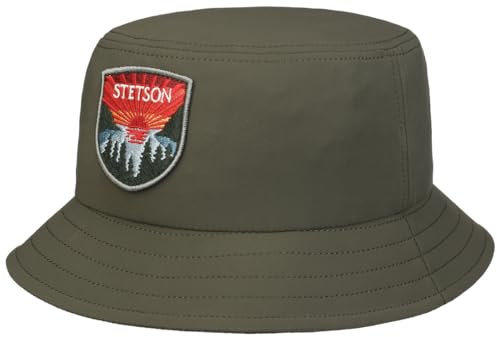 Stetson Jersey Bucket Stoffhut Einfarbiger Knautschbarer Fischerhut UV-Schutz Unisex Damen Herren Ganzjährig Oliv M (56-57 cm)
