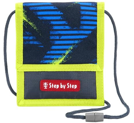Step by Step Brustbeutel „Police Car Cody“, mit Sichtfenster, Münzfach mit Reißverschluss, Schlüsselbefestigung, zum Umhängen, für die 1. bis 4. Klasse, blau