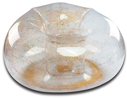 PRUJOY Aufblasbares PVC-Sofa, tragbares aufblasbares Sofa, transparente Paillettenliege, geeignet für Picknick und Camping im Freien (Gold)