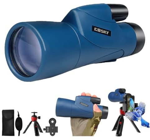 Gosky Monokulares Teleskop, Piper 12 x 55 Hochauflösendes Monokular für Erwachsene,Smartphone-Adapter, geeignet für Vogelbeobachtung