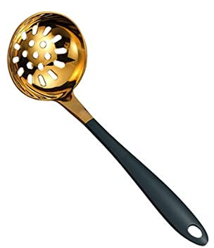 UNbit Colador Redondo de Acero, Cuchara ranurada de Acero Inoxidable, Espumadera de Cocina con Agarre cómodo, Cuchara de Metal, Espumadera con Mango Resistente al Calor (Color : B)