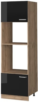 Vicco Mikrowellenschrank R-Line, Schwarz Hochglanz, 60 cm
