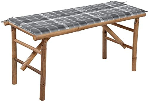 Gecheer Klappbare Gartenbank Holzbank Sitzbank Gartenbankpark für 2-3 Sitzer,Balkonbank Parkbank Flurbank Terrassenbank für Terrasse,Balkon,Garten mit Auflage 118 cm Bambus-223