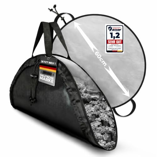 Grillmatte feuerfest mit Aschetasche – Hitzeschutz Unterlage für Feuerschale & Grill, schützt Rasen und Terrasse - faltbar & abwischbar