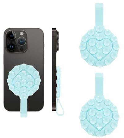 Handyhülle, Saugnapf, doppelseitig, rutschfest, Silikon, Saugnapf-Griff, kompatibel, Silikon-Handy-Ständer, Handy-Ständer für Selfies und Videos, Blau, 2 Stück
