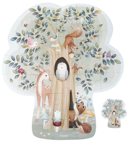 Little Dutch Puzzle Tiere im Wald XL Bodenpuzzle 37 Teile extra groß für Kinder ab 4 Jahre - Forest Friends