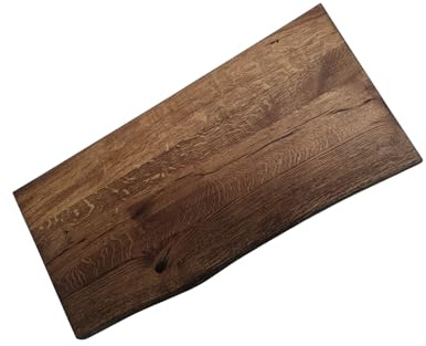 Generisch Waschtisch Platte aus Eiche Länge 40 bis 120 cm Holzplatte massiv Aufsatzbecken mit Baumkante Regal aus Holz 4 cm dick, 45-50 cm breit, Palisander Sonderanfertigung (120x45(50) x4 cm)
