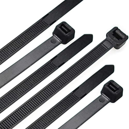 Bridas grandes de plástico industrial, 250 unidades, 4,7 mm de ancho/500 mm de largo, con tracción de 60 libras, ampliamente utilizadas en cualquier lugar, duraderas (negro)