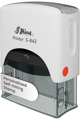 Personalised Self-Inking Stamp – Custom Name, Address or Business – Multiple Sizes & Fonts (White, 10 x 26 mm, 2 Lines)