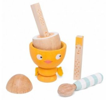 Coffret Jeu d'imitation : coquetier et Oeuf en Bois 6 pièces - Set Jeu dinette + Carte Tigre - Jouet Fille