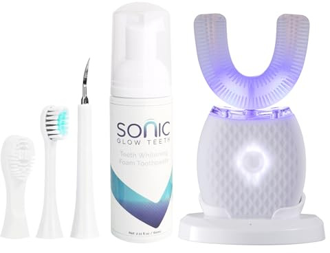 RONGCHUANG Ultrasonic Toothbrush for Adults Automatic Toothbrush with Soft Bristles Rechargeable Portable 30'' Automatic Timer Wireless Charging Washable for Travel & Home Use (White)