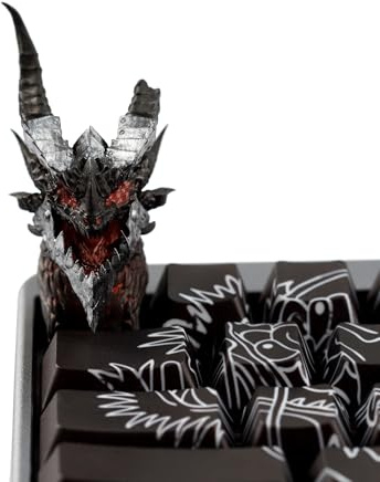 YMDK Game Theme Luminous Personalized Keycaps Cool Self-Illuminated Keycap Black Wyrm Lord Custom Key Caps for MX Mechanical Keyboards