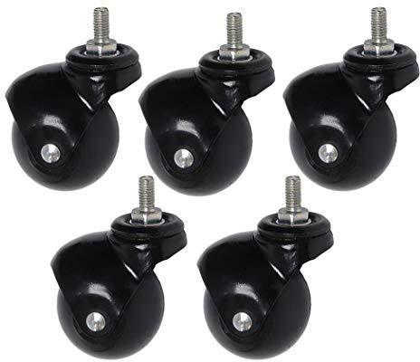 Ruedas Para Sillas De Oficina, Ruedas Universales De Rosca M8, Poleas Para Muebles, Resistentes Al Desgaste, Usadas Para Sillas De Oficina, Sillas De Computadora, Escritorios, Negro(5)