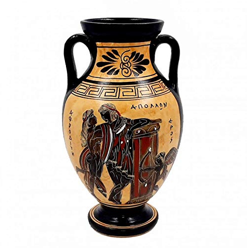 Griechische Amphore, 22 cm, schwarzfigurig, Gott Apollo, Aphrodite, Athene