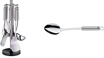 WMF Profi Plus Juego de Cocina con Soporte, Acero Inoxidable Pulido, 42.5 cm + Profi Plus Cuchara de Servir, Acero Inoxidable Pulido