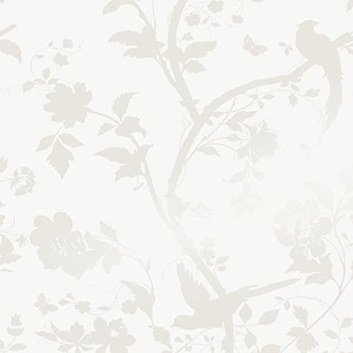 Laura Ashley Papier peint blanc nacré Motif jardin oriental