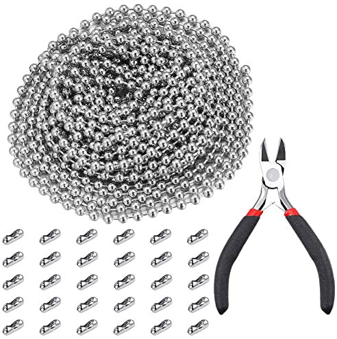 HAOBIN 10 M Catena A Sfere In Acciaio Inossidabile Catena Di Estensione Catena In Acciaio Catena A Palline Viene Fornito Con 30 Connettori A Catena A Sfere E 1 Pinza Per Gioielli Per L'Artigianato