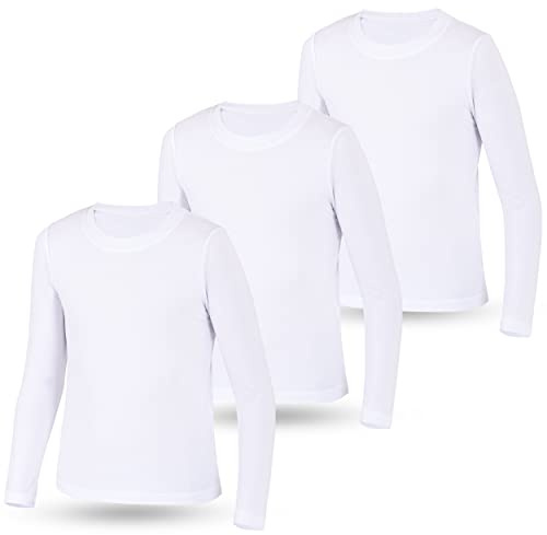 LOREZA ® 3 Niños Niñas Uni Camisetas Manga Larga Ropa Interior (140-146 (10-11años), Modelo 1)