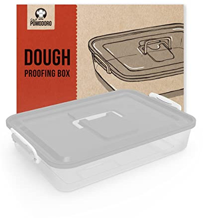 Chef Pomodoro - Boîtes de Fermentation pour Pizza et Pain - Bac à Pâtons Empilables Boules de Pâte avec Couvercles de Conservation et Poignée de transport (Gris, 35,6 x 27,9 cm)